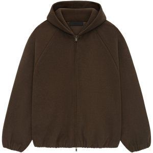 Brown Zip Up Essentials Hoodie