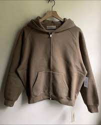 Brown Zip Up Essentials Hoodie | Essentials Brown Hoodie