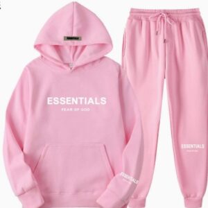Pink Essentials White Logo tracksuit